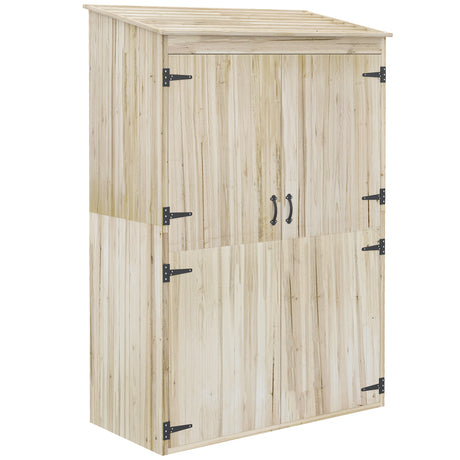 easycomfort casetta da giardino in legno di abete con 2 porte e ripiani 120x57x183cm naturale