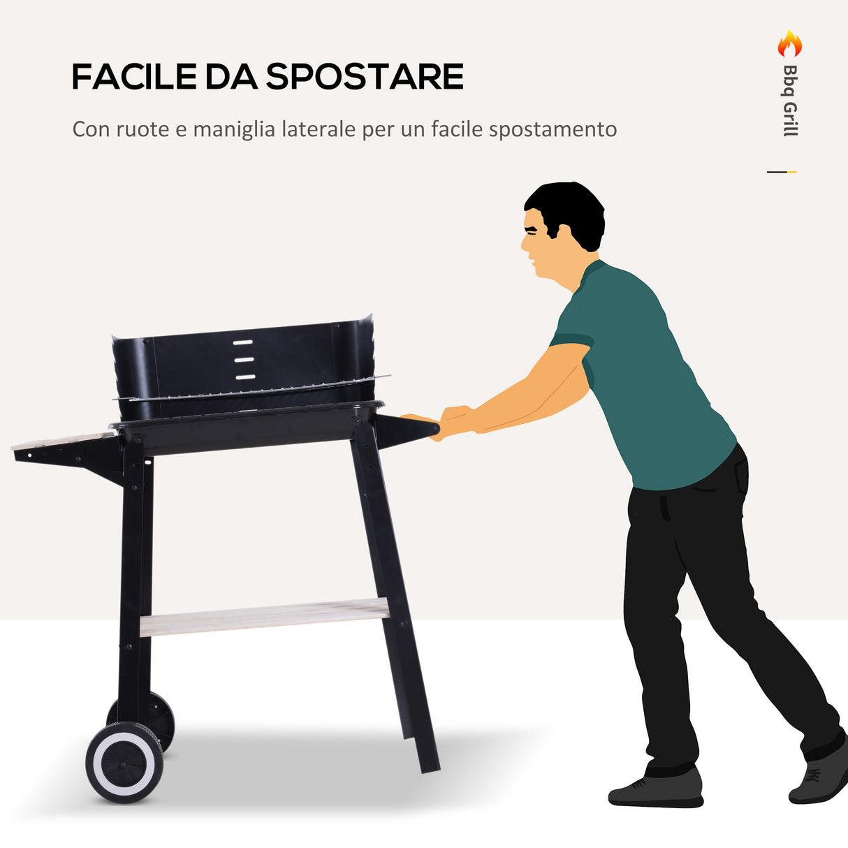 easycomfort easycomfort griglia a carbone barbecue picnic altezza regolabile nero 87x 45 x 83 cm