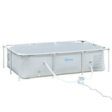 easycomfort piscina fuoriterra autoportante piscina rigida rettangolare con filtro e valvola in acciaio e pvc grigio 252x152x65cm