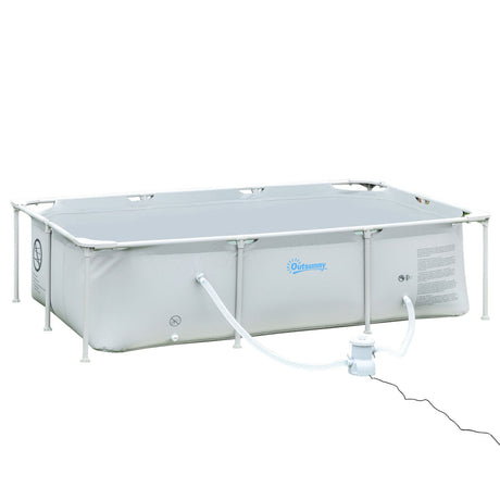 easycomfort piscina fuoriterra autoportante piscina rigida rettangolare con filtro e valvola in acciaio e pvc grigio 252x152x65cm