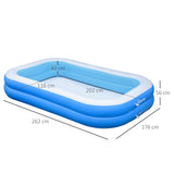 easycomfort piscina gonfiabile rettangolare da esterni per 1 2 adulti in pvc resistente 2 camere d aria e valvola di scarico 262x176x56cm blu