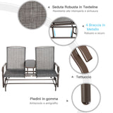 easycomfort easycomfort dondolo da giardino a due posti con tavolino marrone 81 148 100cm