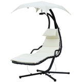 easycomfort easycomfort sdraio da giardino a dondolo relax chaise longue di lusso con tettuccio crema