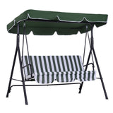 easycomfort easycomfort dondolo da giardino 3 posti con tetto e struttura in acciaio a righe verde e bianco