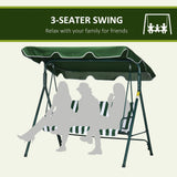 easycomfort easycomfort dondolo da giardino 3 posti in acciaio e teslin con tetto parasole 172x110x153 cm bianco e verde