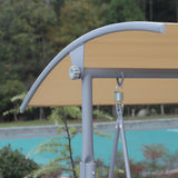 easycomfort dondolo da giardino 2 posti separati con tavolino e tetto regolabile in metallo 175x112x165cm beige