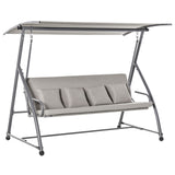 easycomfort dondolo da giardino 3 posti con tettuccio in acciaio e poliestere beige