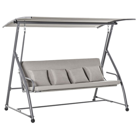 easycomfort dondolo da giardino 3 posti con tettuccio in acciaio e poliestere beige