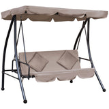 easycomfort dondolo da esterni 2 in1 per 3 persone convertibile in letto con tettuccio 200x125x170cm beige