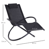 easycomfort easycomfort sedia a dondolo moderna in textilene nero 154x80x84cm