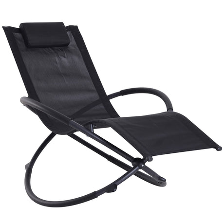 easycomfort easycomfort sedia a dondolo moderna in textilene nero 154x80x84cm