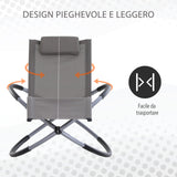 easycomfort easycomfort sedia a dondolo in texilene zero gravity grigio 154x80x84cm