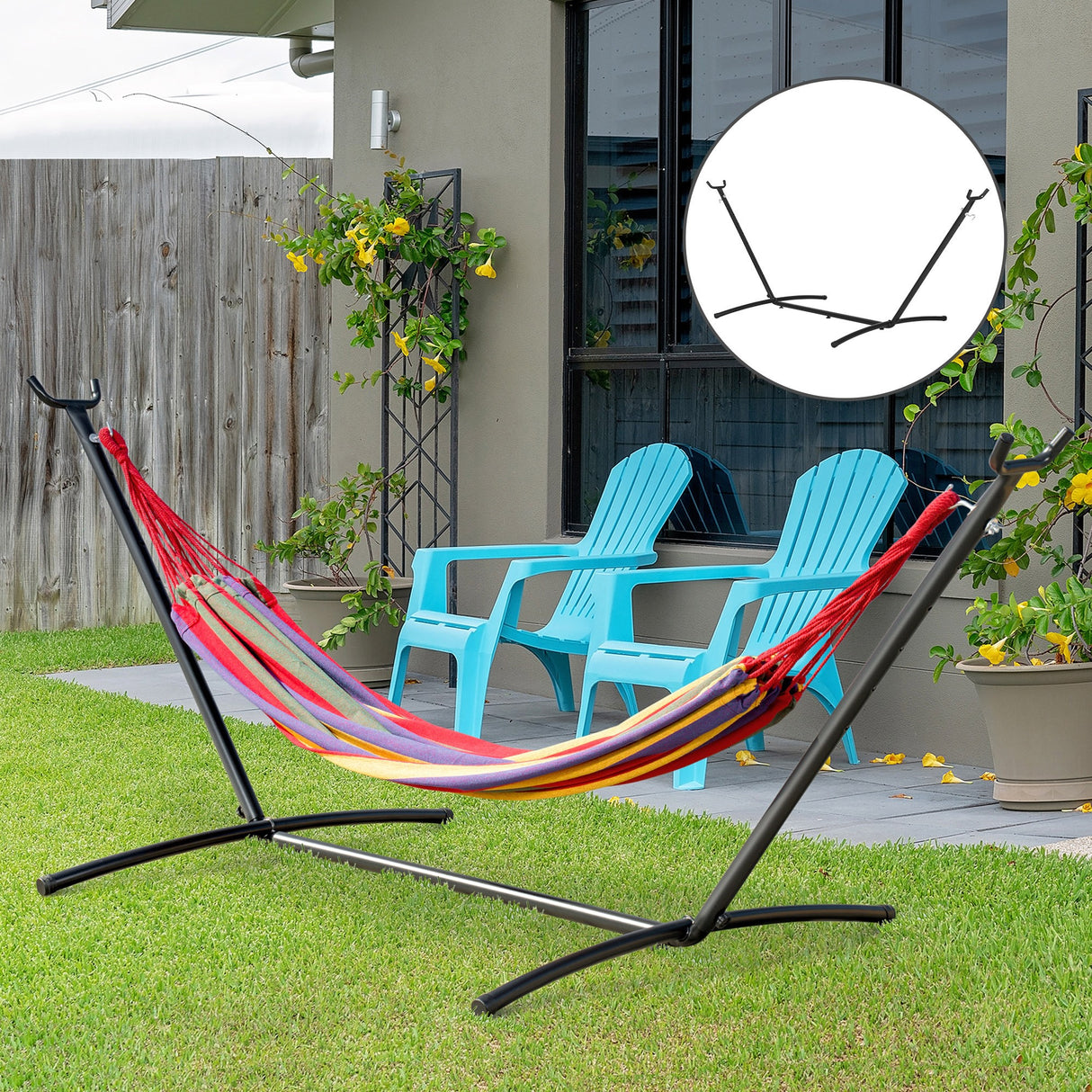 easycomfort easycomfort supporto struttura portante per amaca regolabile max.150kg nero 280x120x110cm
