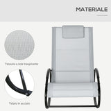 easycomfort sdraio da giardino zero gravity sedia a dondolo con cuscino e tessuto traspirante 105x62x88cm grigia