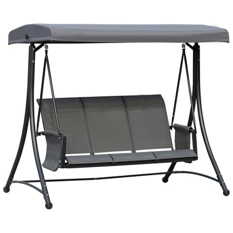 easycomfort easycomfort dondolo 3 posti da giardino o terrazzo con tettuccio regolabile e tasche portaoggetti grigio scuro 196x128x172cm