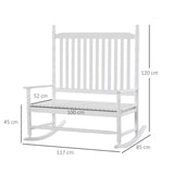 easycomfort easycomfort panchina a dondolo da giardino 2 posti con schienale alto e braccioli in legno bianco
