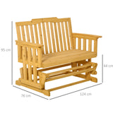 easycomfort easycomfort panchina a dondolo da giardino e terrazza per 2 persone con braccioli 124x76x95cm legno naturale