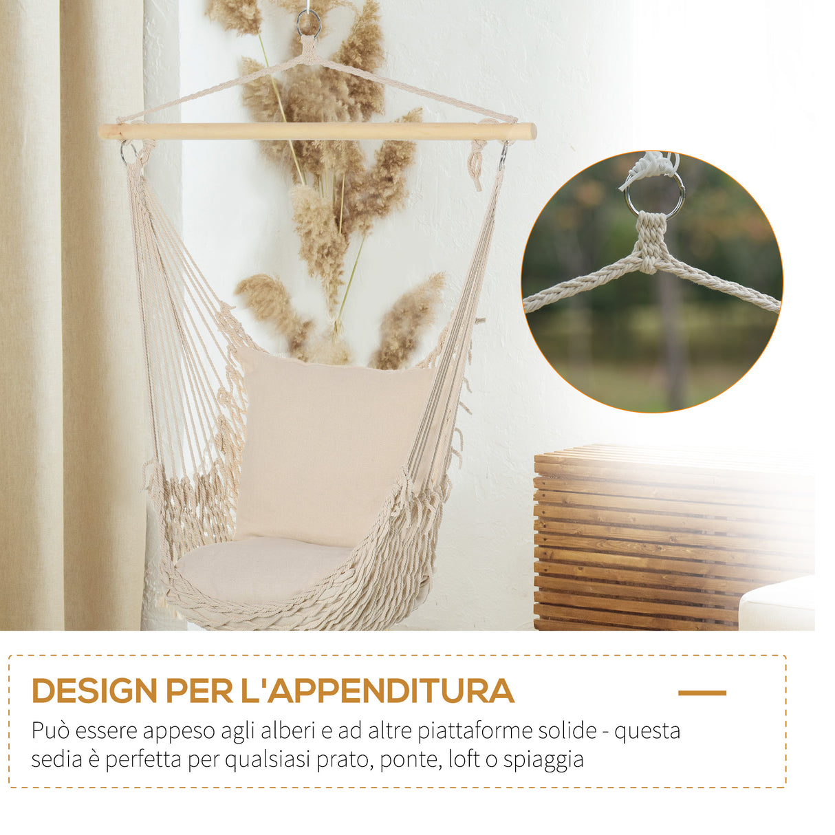 easycomfort easycomfort amaca altalena imbottita in corda per interni ed esterni bianca