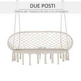 easycomfort easycomfort amaca a dondolo da giardino e casa a 2 posti telaio metallo e seduta cotone 130x75x40cm bianco crema