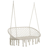 easycomfort easycomfort amaca a dondolo da giardino e casa a 2 posti telaio metallo e seduta cotone 130x75x40cm bianco crema