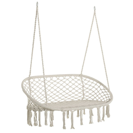 easycomfort easycomfort amaca a dondolo da giardino e casa a 2 posti telaio metallo e seduta cotone 130x75x40cm bianco crema