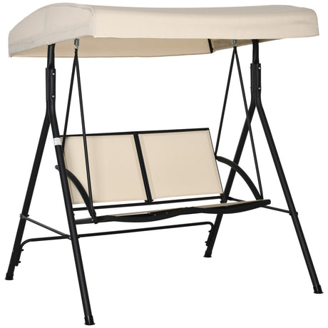 easycomfort dondolo a 2 posti da giardino con tettuccio regolabile 140x118x162cm beige