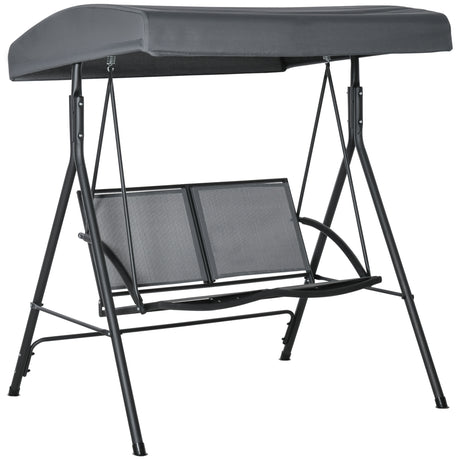 easycomfort dondolo a 2 posti da giardino con tettuccio regolabile 140x118x162cm grigio