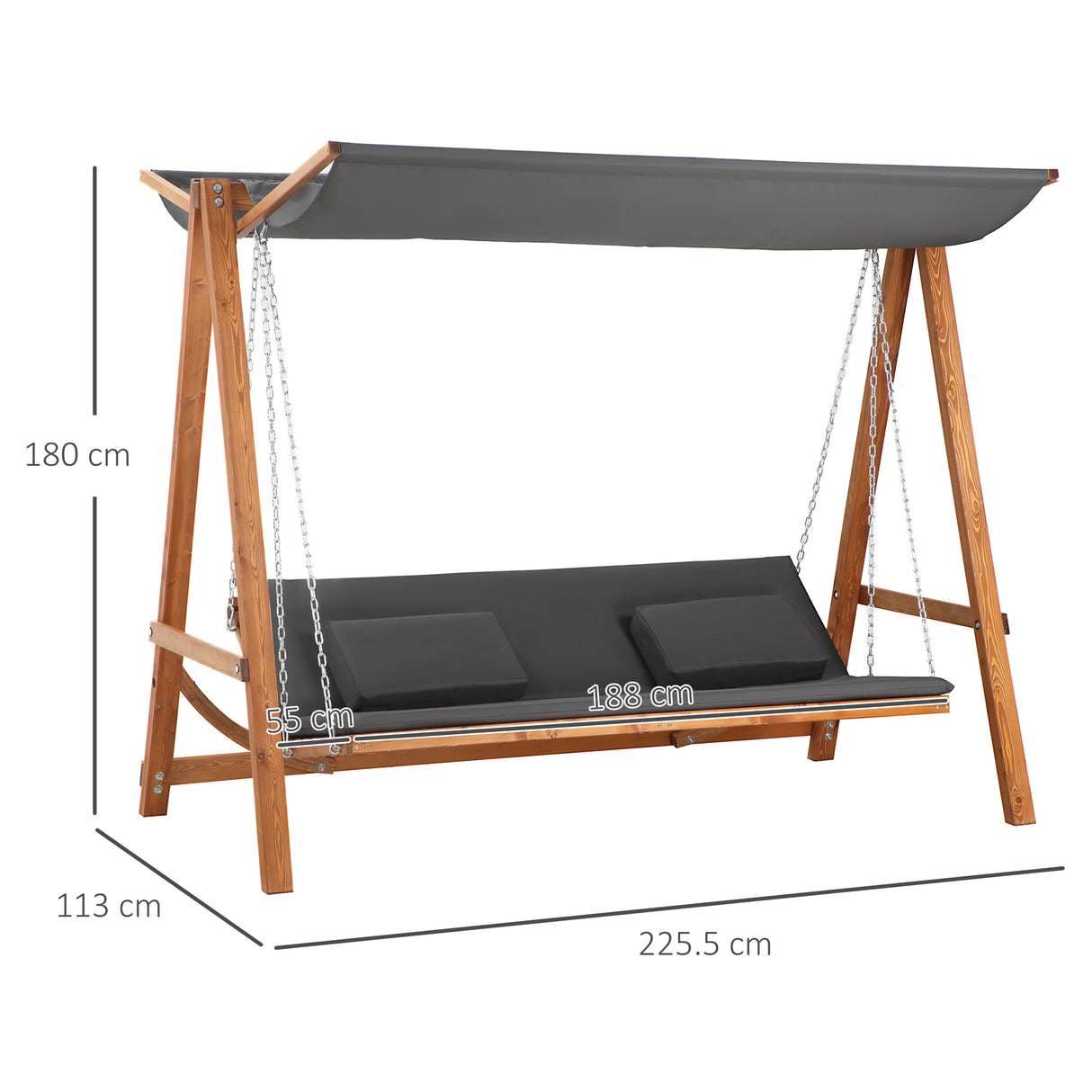easycomfort easycomfort dondolo da giardino 3 posti convertibile in letto matrimoniale 225 5x113x180cm
