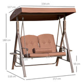 easycomfort dondolo da giardino 2 posti con tettuccio regolabile e porta bicchieri 157x118x180 cm marrone