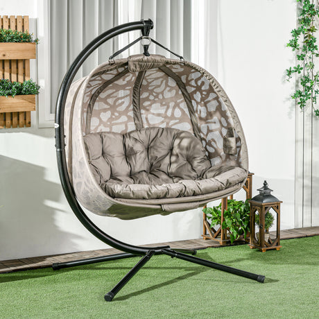 easycomfort easycomfort poltrona sospesa 2 posti con 2 tasche 2 cuscini e cesto pieghevole 130x103x172 cm
