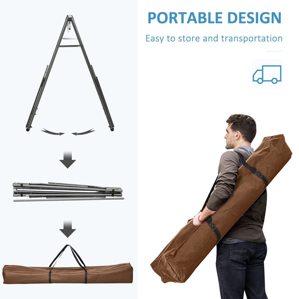 easycomfort easycomfort supporto con amaca autoportante pieghevole in cotone e acciaio 270x100x94cm