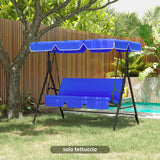 easycomfort tettuccio di ricambio per dondolo in poliestere con protezione uv50+ 192x144cm blu