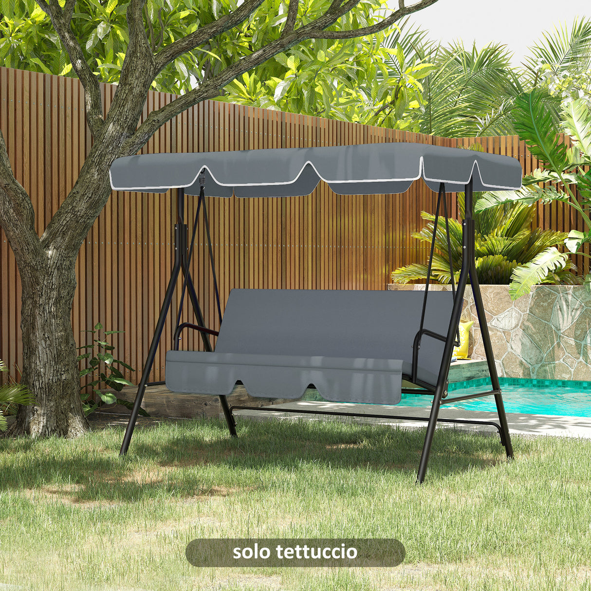 easycomfort tettuccio di ricambio per dondolo in poliestere con protezione uv50+ 192x144cm grigio scuro
