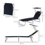 easycomfort easycomfort sdraio prendisole con tettuccio pieghvole schienale reclinabile nero