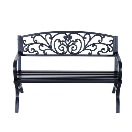 easycomfort easycomfort panchina da esterno in ghisa lavorata nero 127x60x85cm