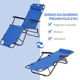 easycomfort lettino sdraio pieghevole e richiudibile da giardino in tessuto oxford 135x60x89cm blu
