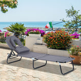 easycomfort easycomfort lettino prendisole relax pieghevole con cuscino poggiatesta grigio