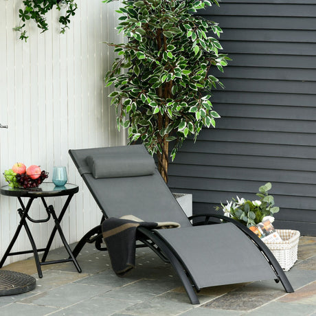 easycomfort easycomfort sdraio da giardino reclinabile su 5 livelli con cuscino rimovibile in alluminio e textilene grigio