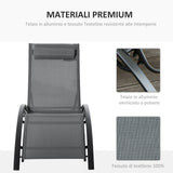 easycomfort easycomfort sdraio da giardino reclinabile su 5 livelli con cuscino rimovibile in alluminio e textilene grigio