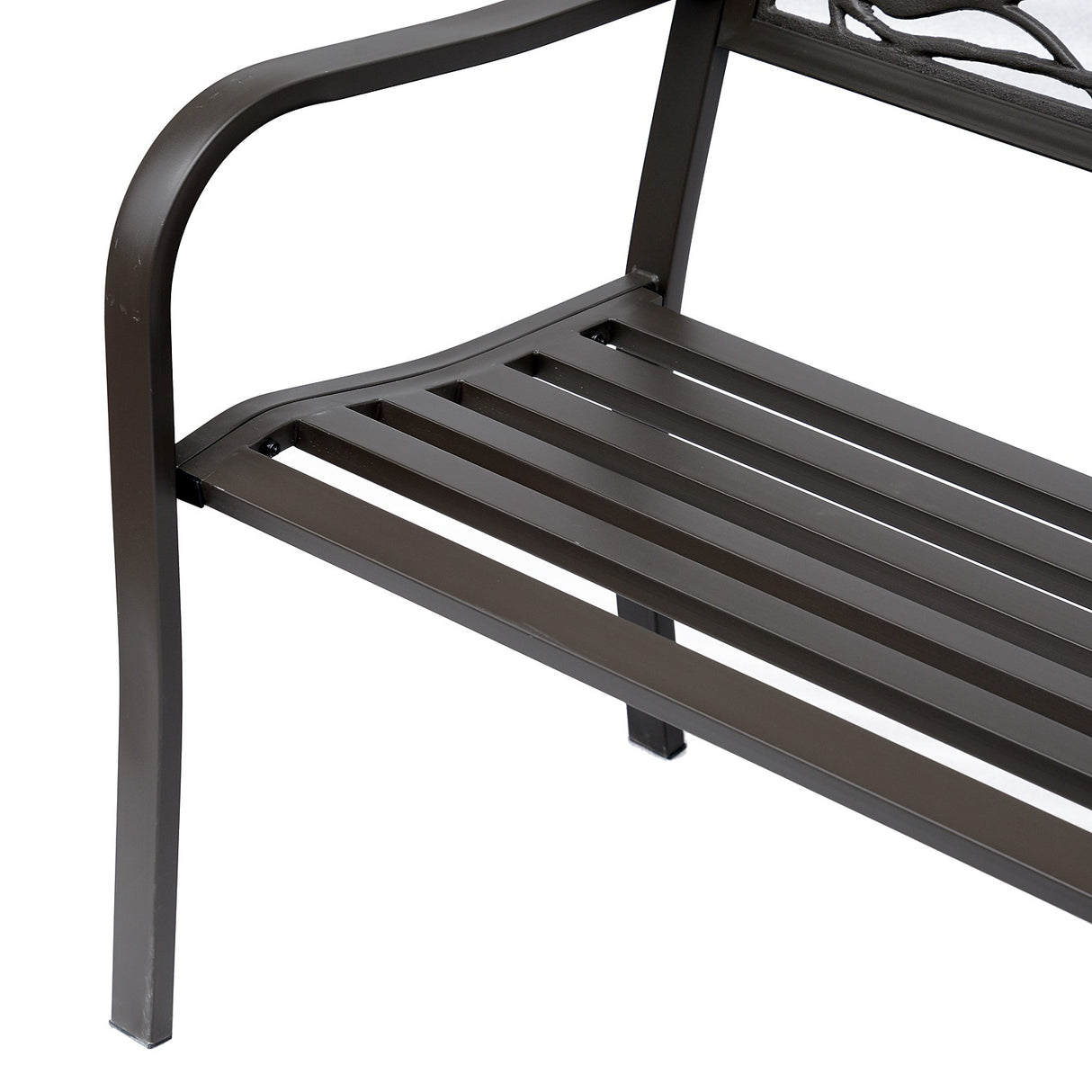 easycomfort easycomfort panchina da esterno in ghisa con schienale con decorazioni 127x60cm marrone