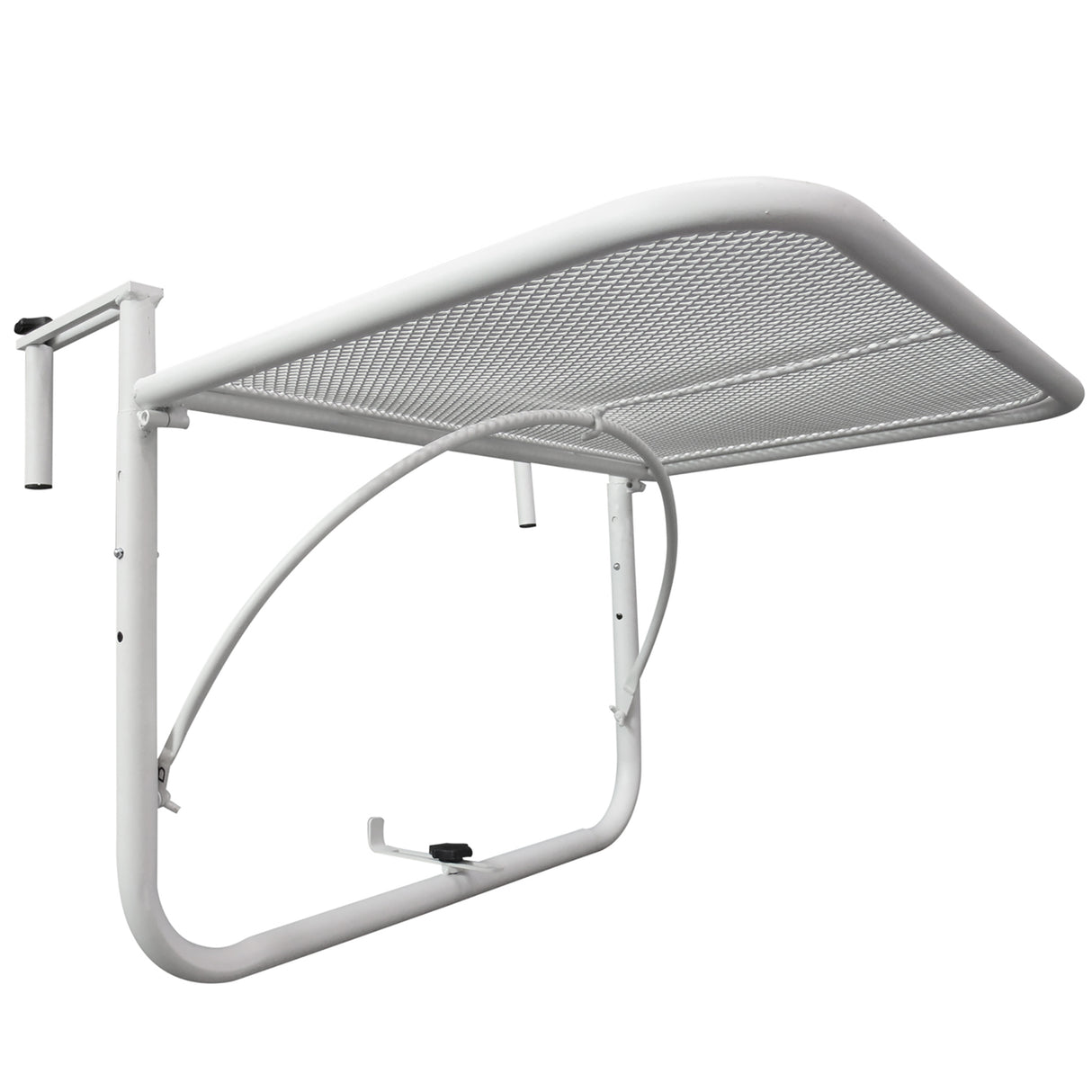 easycomfort easycomfort tavolo da ringhiera con ganci ad altezza regolabile su 3 livelli in metallo 60x56 5x45 cm bianco