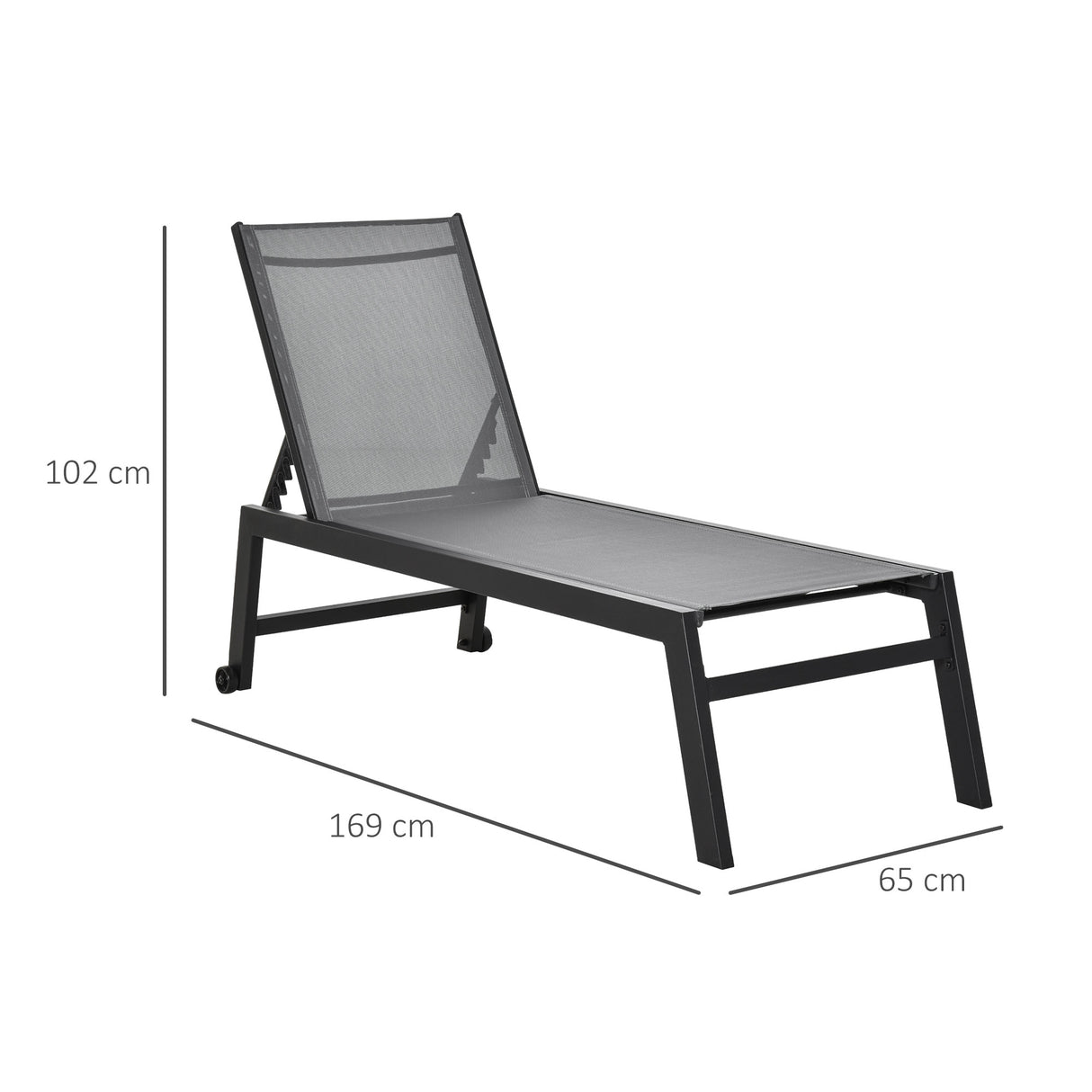 easycomfort lettino sdraio prendisole pieghevole con materassino in textilene grigio