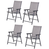 easycomfort easycomfort set di 4 sedie pieghevoli da esterni in acciaio e textilene grigio e nero