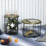 easycomfort easycomfort set di 2 tavolini da giardino in metallo con ceste arredamento da esterno stile industriale nero ean 8055776910338