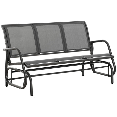 easycomfort panchina a dondolo da giardino a 3 posti in metallo e tessuto a rete traspirante 151x75x85cm grigio 33093