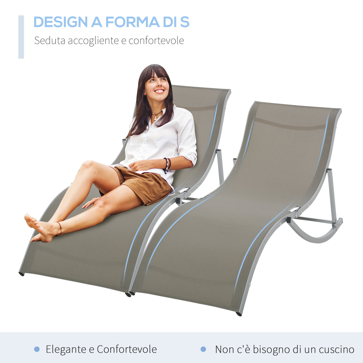 easycomfort set 2 sdraio da giardino pieghevoli lettino prendisole in alluminio e textilene 61x165x63cm 33135