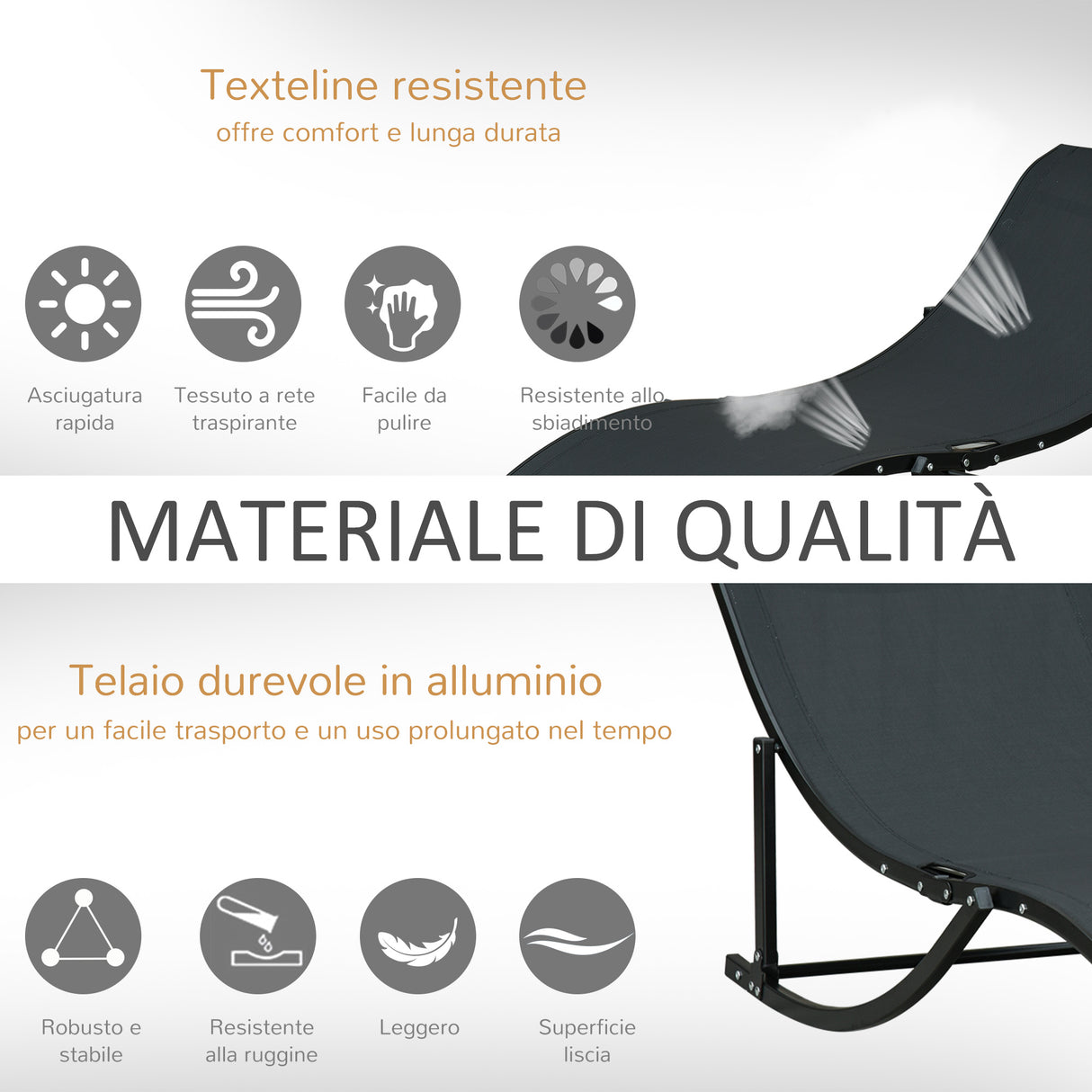 easycomfort set 2 sdraio da giardino pieghevoli lettino prendisole in alluminio e textilene 61x165x63cm 33163