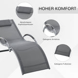 easycomfort easycomfort lettino prendisole in alluminio sedia sdraio da giardino in textilene nero con poggiatesta rimovibile