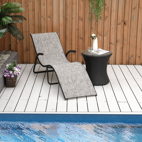 easycomfort easycomfort lettino prendisole pieghevole ergonomico da esterno in metallo e tessuto a rete 170x62x68cm grigio
