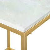 easycomfort easycomfort tavolino da caffe per casa e giardino in metallo con effetto marmo 40x40x50cm oro